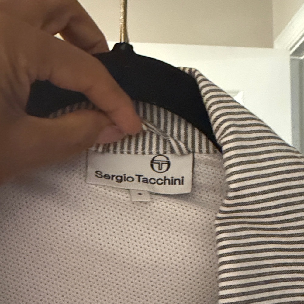 Sergio Tacchini Black and White Striped Utility Jacket - Picture 2 of 5